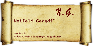 Neifeld Gergő névjegykártya